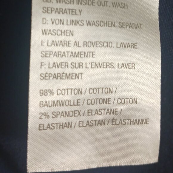 Kim Gravel, Belle, Medium Navy Denim Jacket with Gold Buttons and Frayed Trim - Picture 14 of 15